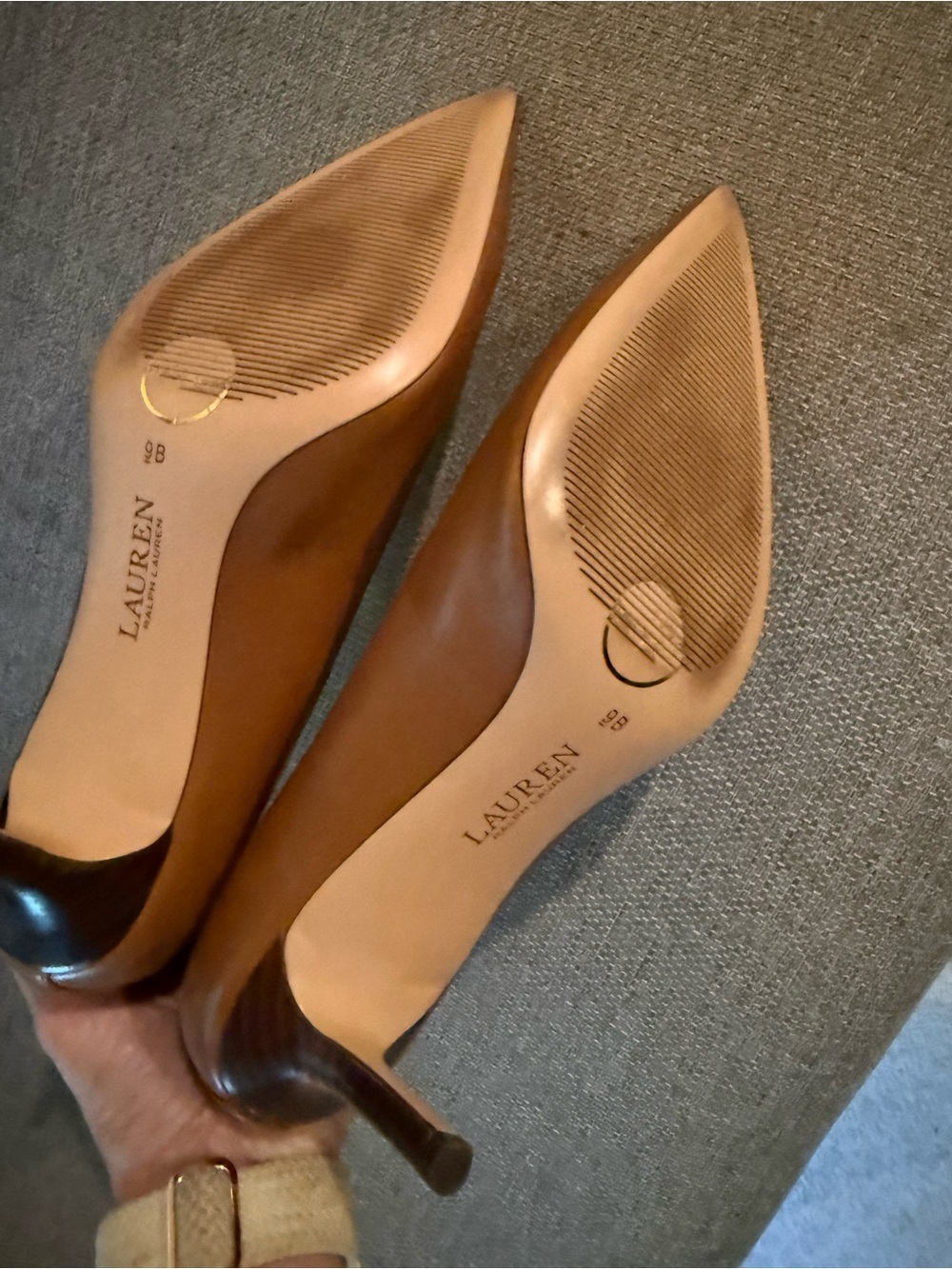 Ralph Lauren Tan Leather Pointed-Toe Pump - Women - Picture 6 of 7